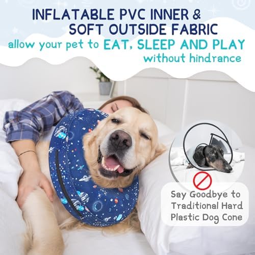 Supet Inflatable Dog Cone Collar Alternative After Surgery, Doggie Neck Donut Collar Recovery ECollar for Post Surgery, Soft Dog Cone for Small Medium Puppies Cats - Image 3