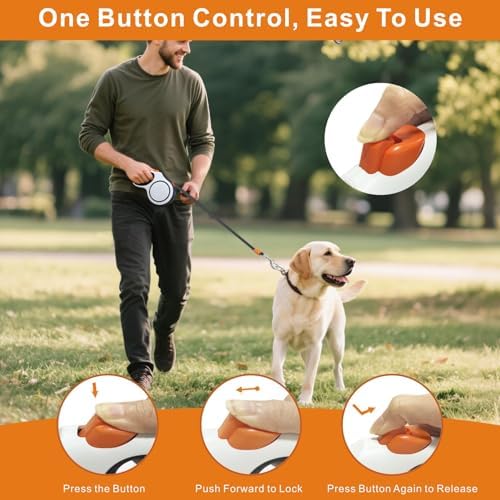 Retractable Dog Leash,16ft Retractable Lead with Bungee Leads for 2 Dogs,Double Leash with Dog Safety Harness Buckle, Extendable Lead 5m for Medium Large Dogs (White, 5m) - Image 6