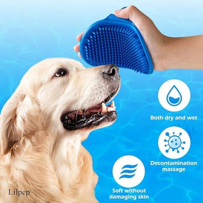 Dog Grooming Brush, Lilpep Pet Shampoo Bath Brush Soothing Massage Rubber Comb with Adjustable Ring Handle for Long Short Haired Dogs and Cats (Blue+Green, pack of 2) - Image 5
