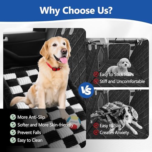 Thickened Dog Bed for Car Back Seat, Upgraded Bottom Non-Slip, Fits Hard Bottom car seat Cover for Dogs, Premium Mixed Color, Dog Car Seat Cover (Black-White) - Image 4