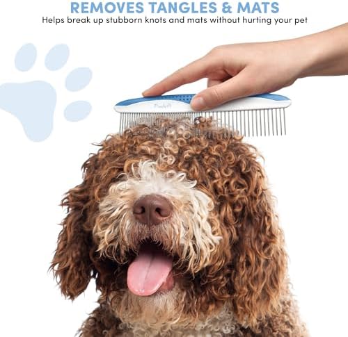 Poodle Pet Dog Combs for Grooming | 2 Pack | Stainless Steel Teeth Easily Remove Dirt | Proper Care Prevents Knots and Mats for Long and Short Haired Pets | Anti-Slip Comfort Grip Handle (Blue) - Image 6