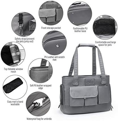 Dog Carrier, Cat Carrier, Pet Carrier, Foldable Waterproof Premium Oxford Cloth Dog Purse, Portable Bag Carrier for Small to Medium Cat and Small Dog（Grey） - Image 3