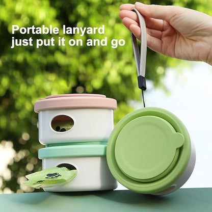 LINMENGSHU The Foldable Dog Water Bottle and 3-in-1 Snack and Garbage Bag Storage Box are the First Choice for Outdoor Activities, Equipped with 1 roll of Garbage Bags and a Garbage Hanging Ring.