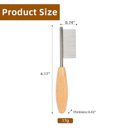 Small Dog Comb with Wooden Handle Dog Eyes&Mouth&Face Metal Comb Pet Fine Tooth Flea Comb Pet Grooming Tool for Dogs and Cats Remove Loose Hair Dirt Fleas