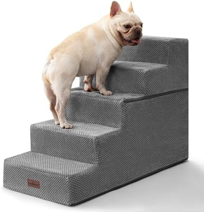 Aodisman Dog Stairs for High Beds 22.6" H, 5-Step Pet Steps for Small Dogs by AODISMAN