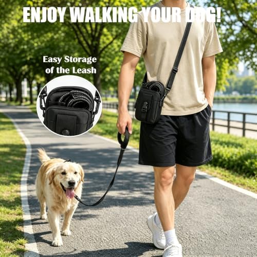 3-in-1 Hands Free Double Dog Leash with Detachable Pouch,Waist Dog Leash for 2 Dogs with Reflective Stitches 4 Comfortable Padded Handles Shock Absorbing Bungee,Tangle Free for Walking Jogging Hiking - Image 6