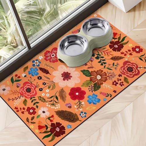 Dog Food Mats for Floors, Absorbent Dog Bowl Mat for Food and Water Dispenser Mat, Quick Dry Cat Food Mat Pet Supplies by Cuslnox