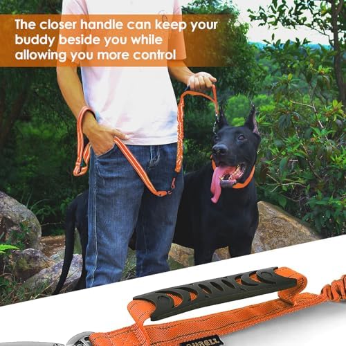 AUBELL Tactical Dog Leash Heavy Duty,4-6ft No Pull Bungee Leash,Orange - Image 6