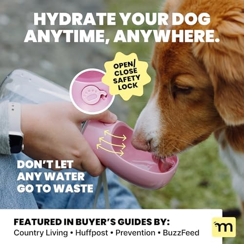 MalsiPree On the Go Dog Water Bottle - 12 oz Pink, Leak-Proof - Image 2