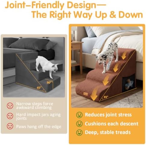 Topmart High Density Foam Dog Steps 4 Tiers, Extra Wide Deep Pet Steps - Image 2