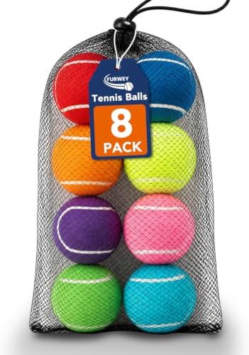 FURWEY Colorful Tennis Balls for Dogs, 2.5 inches, 8Pack, Non Squeaky by FURWEY