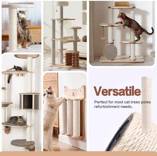 OSPNIEEK 4 Pack 15.7" M8 Cat Scratching Post Replacement, Natural Sisal Rope Kitten Tree Scratcher Refill with Screws, DIY Hemp Scratch Pole Parts for Indoor Cats Tower Refurbishment Accessories - Image 5