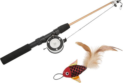 Cat Plume Teaser Wand Toy, Cat Wand Toy, Interactive Retractable Fishing Pole Wand Catcher Exerciser, Fun Toy for Cat Exercise(Red Fish + Fishing Rod), Cat Wand Toy, Cat Plume Teaser Wand Toy, Int