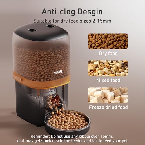 Automatic Cat Feeder, 4L Cat Food Dispenser with Anti-Jam Design, Over 180-day Battery Life, 1-6 Meals Per Day with Stainless Steel Cat Bowl, Keep Dry Food Fresh, Timed Pet Feeder Also for Small Dog - Image 5