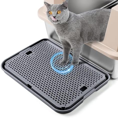 Cat Litter Box Step, Large Cat Litter Ramp with Filter Function, Dark Grey by Bartuke