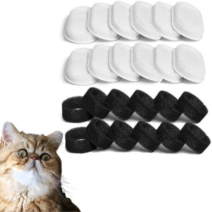 Cat Water Fountain Filters,12 Filters with 12 Sponges- Replacement Filters for Stainless Steel Cat Water Fountain PLWF003 & PLWF006 - Image 2