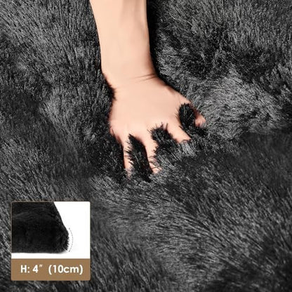 EHEYCIGA Fluffy Dog Crate Bed, Plush Extra Large Dog Pillow, Black - Image 5