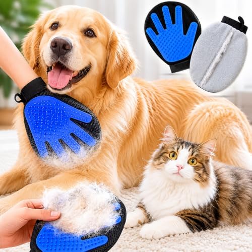 Pet Hair Removal Glove for Dogs & Cats, 2-in-1 Double-Sided Grooming Glove - Image 2