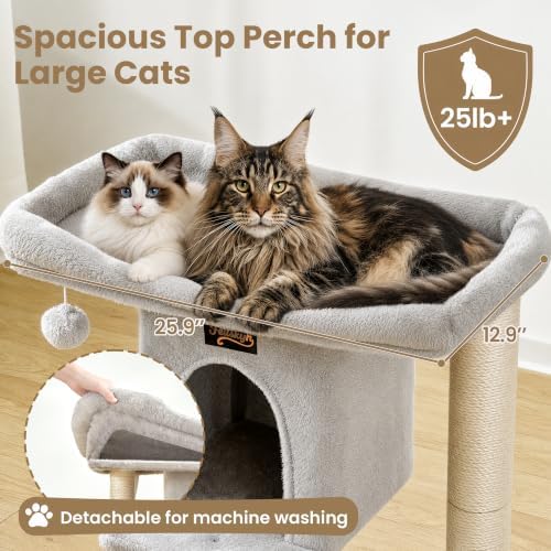 Cat Tree Tower Scratching Post for Indoor Large Adult Cats with Perch Bed - Image 2