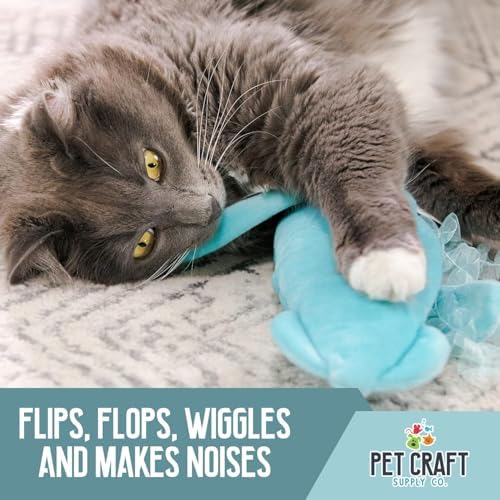 Pet Craft Supply Flipper Flopper Interactive Electric Realistic Flopping Wiggling Moving Fish Potent Catnip and Silvervine Cat Toy Sassy Squid, All Breed Sizes - Image 4