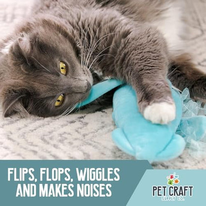 Pet Craft Supply Flipper Flopper Interactive Electric Realistic Flopping Wiggling Moving Fish Potent Catnip and Silvervine Cat Toy Sassy Squid, All Breed Sizes - Image 4