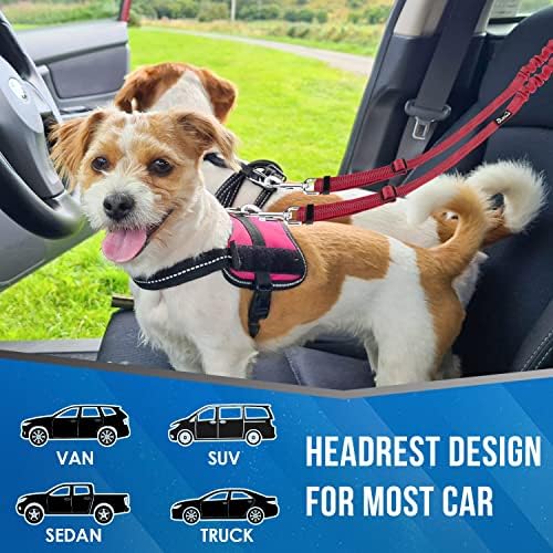 Lukovee Double Dog Car Seat Belt, No Tangle Headrest Restraint - Image 4