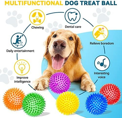 SHARLOVY 3.5” Large Dog Toys Ball, 6 Pack Squeaky Toys, Durable Spiky Ball - Image 3