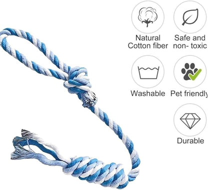 Flossy Chews Rope Tug Dog Rope Toys for Large and Medium Aggressive Chewers, Heavy Duty for Large Breed, Indestructible Dog Chew Toys, Tug of War, 100% Cotton Teeth Cleaning (Pink White, Large 17.8")