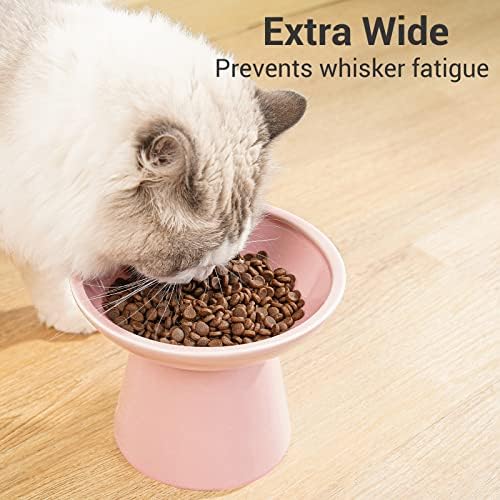 CEEFU 2-Pack Extra Wide Elevated Ceramic 6.2" Shallow Cat Food Bowls - Image 4