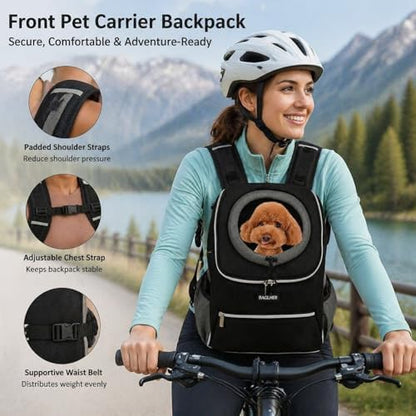 BAGLHER Dog Carrier Backpack for Small Dogs - Front Breathable Pet Backpack with Safety Buckle, Adjustable Hands-Free Design for Hiking, Cycling, Camping & Outdoor Use - Black, Size Large 10-14 lbs - Image 4