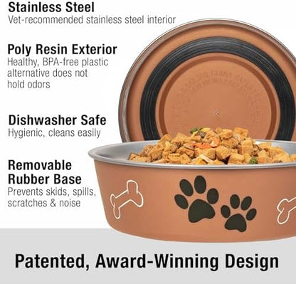 Loving Pets Bella Dog Bowls- Stainless Steel Dog & Cat Bowls - Spill Proof Dog Food Bowl, Cat Bowl, Puppy Essentials & Pet Supplies Great for Home & Travel (X-Large 65-100lbs, Copper) - Image 2