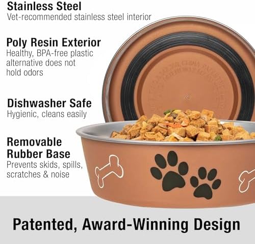Loving Pets Bella Dog Bowls- Stainless Steel Dog & Cat Bowls - Spill Proof Dog Food Bowl, Cat Bowl, Puppy Essentials & Pet Supplies Great for Home & Travel (X-Large 65-100lbs, Copper) - Image 2