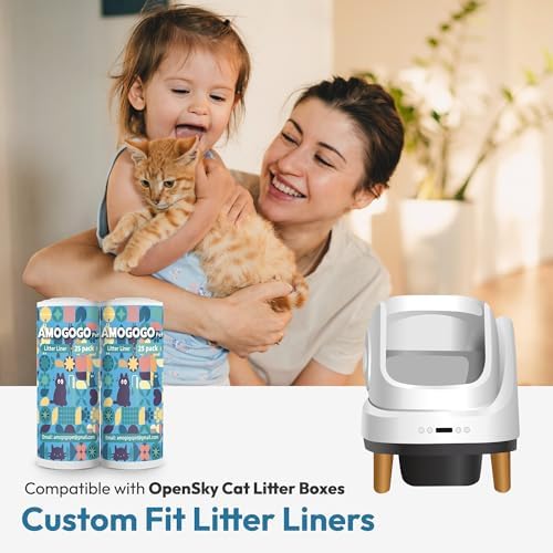 50 Pack Litter Box Liners, Compatible with PetSafe ScoopFree OpenSky Automatic Litter Box, Large Capacity Waste Bin Liners, Heavy Duty, Thick Drawstring Refill Bags, 25.39" x 12.6" - Image 2