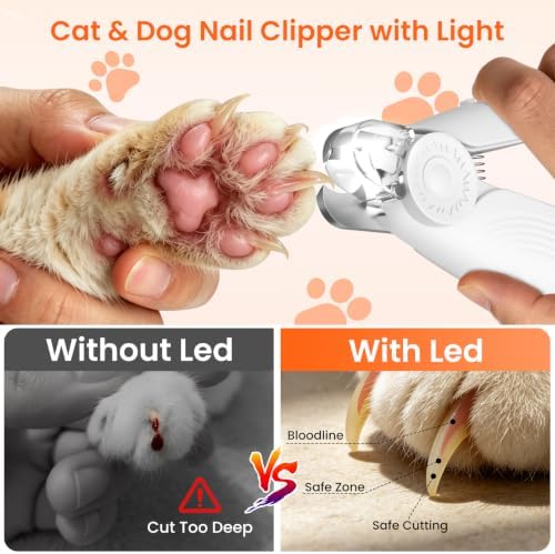 2-in-1 Dog & Cat Nail Clippers and Grinder with 2 Light, Quiet Electric Pet Nail Trimmers for Small Medium Large Dogs & Cats Claw, Safety Guard Usb Rechargeable, Professional Grooming Tool - Image 3