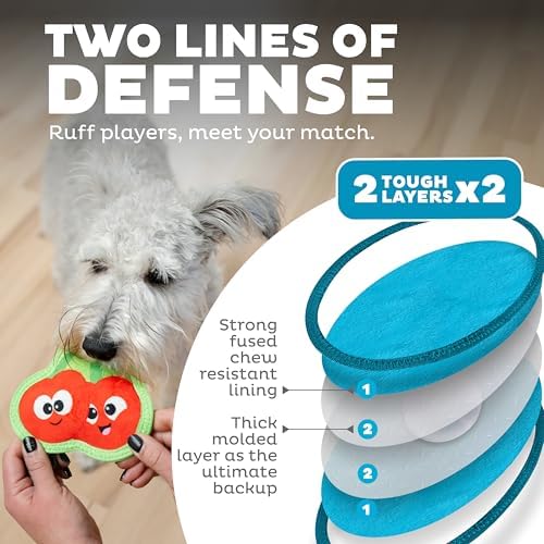 Outward Hound Tough Skinz Durable Squeaky Dog Toy with Two Tough Layers, Cherries, Red, Small - Image 2