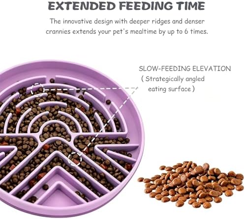 Slow Feeder Dog Bowl for Large & Small Pets, Anti Choking Puzzle Dog Food Bowl with Non-Slip Base, Interactive Pet Slow Eating, Silicone Cat Feeder for Puppies Cats - Image 3