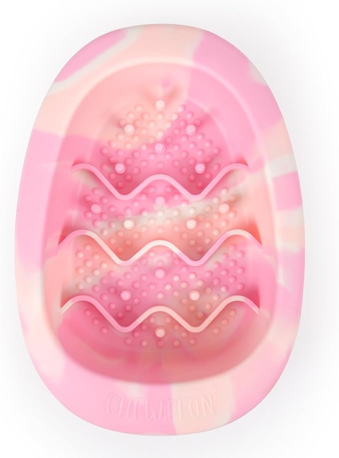 CHEWFFON Easter Dog & Cat Lick Mat Bowls, BPA-Free Silicone Slow Feeder Bowl with Suction Cups, Non Slip Pet Food Bowl Reduces Boredom and Anxiety, Dishwasher Safe, Cotton Candy Small