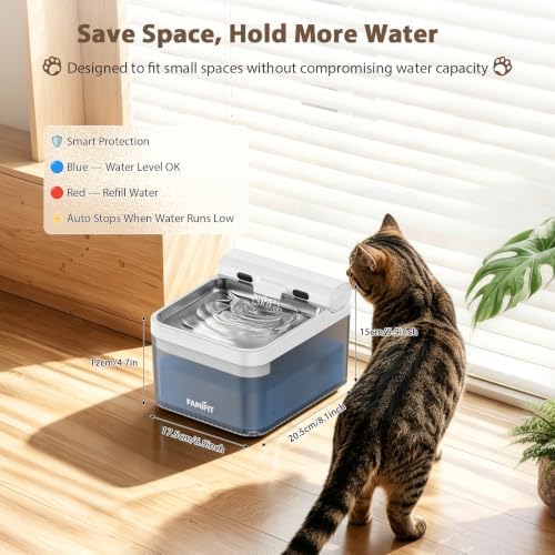 4L Automatic Cat Water Fountain, Wireless Pump Stainless Steel Bowl - Image 2