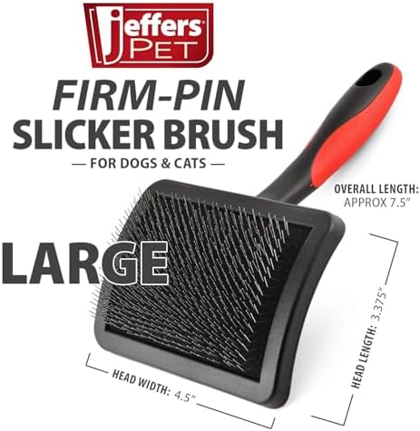 Jeffers Pet Hard Pin Universal Slicker Brush for Dogs, Cats, Horses – Firm Bristles Grooming Tool, Detangling, Tangle Free Coat, Mats, Shedding, Curved Head, Travel Friendly, Easy Storage - Large - Image 4