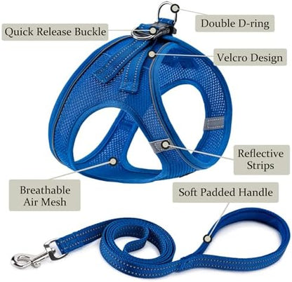 Dog Harness with Leash Set, Step-in Adjustable Puppy Pet Vest, Blue S - Image 2