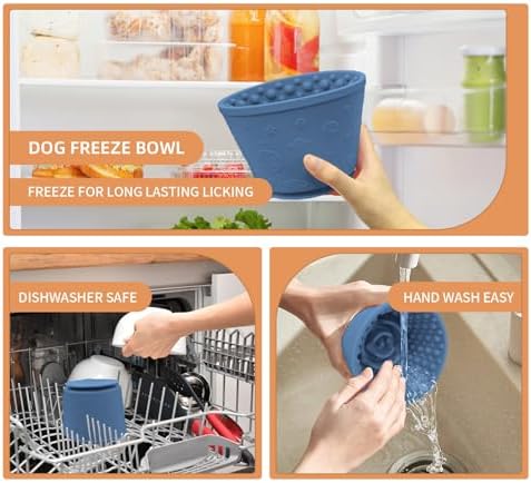 Dog Lick Bowl,Anxiety Relief Non-Slip Silicone Treat Bowl,Durable Anti-Choking Long-Lasting Enrichment Slow Feeder Licking Mat for Small Medium Large Breed,Freezable BPA Free Silicone Dishwasher Safe - Image 2
