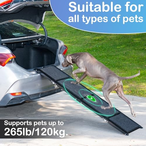Uross Dog Ramp for Car 63" Long - Collapsible Pet Ramps for Large Dogs SUV Truck Folding Outdoor Dog Ramp for Porch Steps - Image 2