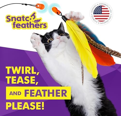 Cat Amazing Snatch Feathers Replacement Pack - 3 Magnetic Feather Attachments for The Snatch Magnetic Wand - Cat Toy Feathers – Cats Can Really Catch! - Image 4