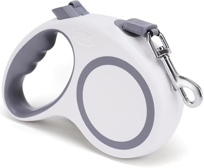 Retractable Dog Leash, 16 FT Retractable Leash for Dogs 0-55 lbs, Strong Nylon Tape No Tangle, One-Handed Brake, Pause, Lock, Perfect for Medium Large Dogs, White