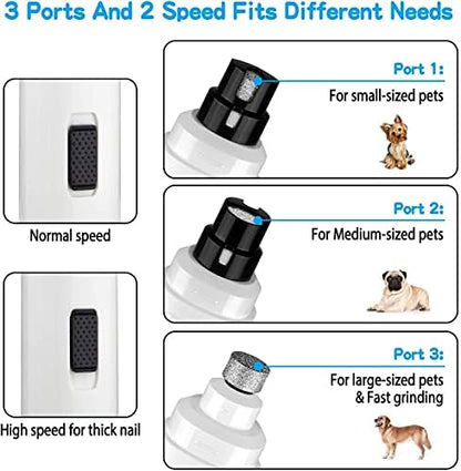 Casfuy Dog Nail Grinder Upgraded - Professional 2-Speed Whisper-Quiet Electric Pet Nail Trimmer Painless Paws Grooming & Smoothing for Small Medium Large Dogs & Cats (White) - Image 4