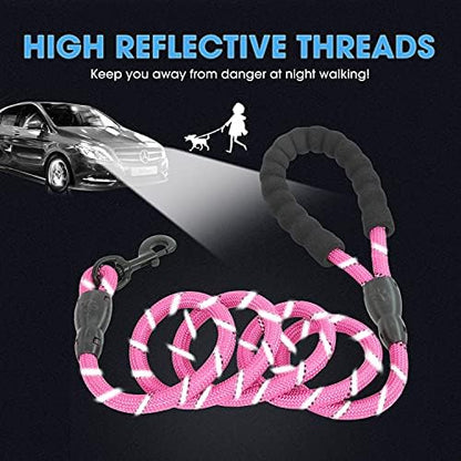 BAAPET 2/4/5/6 FT Dog Leash with Comfortable Padded Handle and Highly Reflective Threads for Small Medium and Large Dogs (5FT-1/2'', Pink) - Image 4