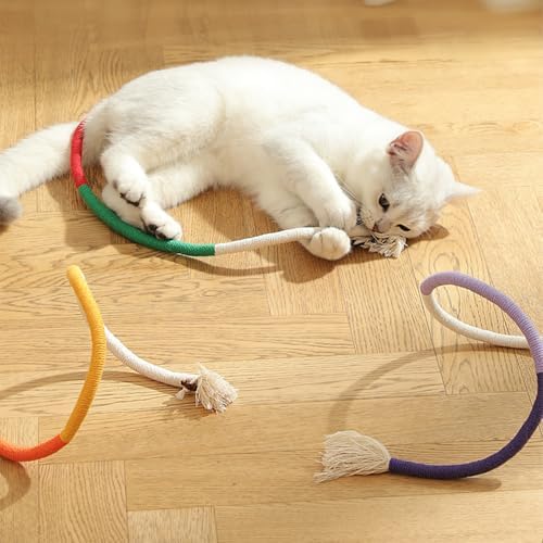 Cat Chew Toys (3-Pack) - 27.5 Inch Refillable Catnip Rope Toys for Indoor Cats & Kittens, Safe Dental Cleaning & Interactive Toy - Natural Kitty Toys for All Breeds by Unknown