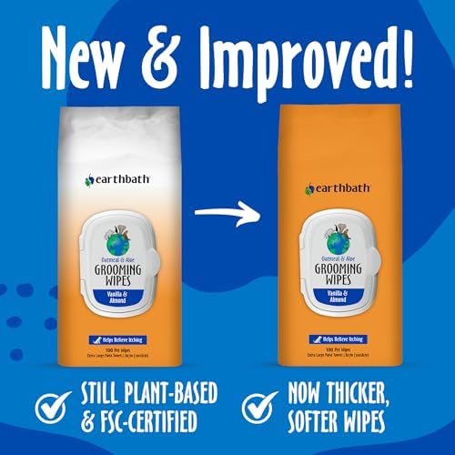 earthbath Oatmeal & Aloe Grooming Wipes, Vanilla & Almond - 100 Ct, 2 Pack - Image 3