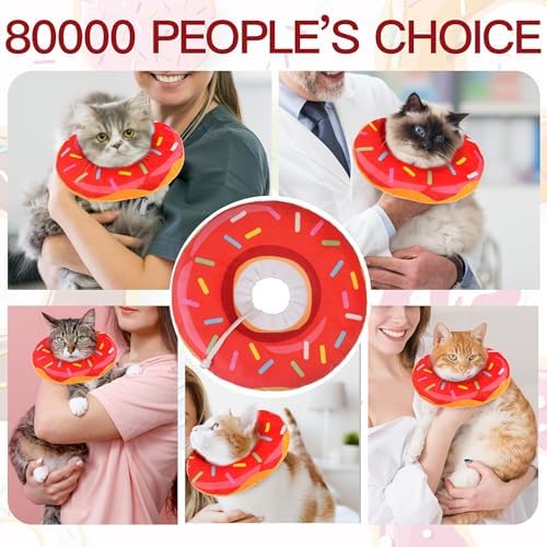 Cat Cone Collar Soft, Cute Cat Donut Collar After Surgery, Adjustable Kitten Recovery Cones to Stop Licking, Lightweight Neck Elizabethan Collars for Cats Kittens (Red, Large) - Image 6