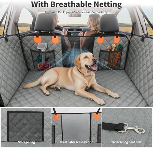 HOTEAGLE Dog Car Seat Cover with 3 Separate Hard Bottom Plates, Ideal for Car/SUV/Small Trucks, Car Seat Covers for Dogs Holds 400lbs, Grey - Image 4